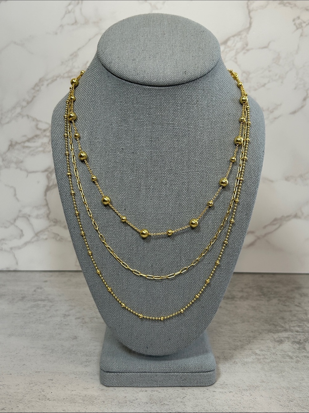 J. Crew Gold-Tone Layered Beaded & Paperclip Necklace